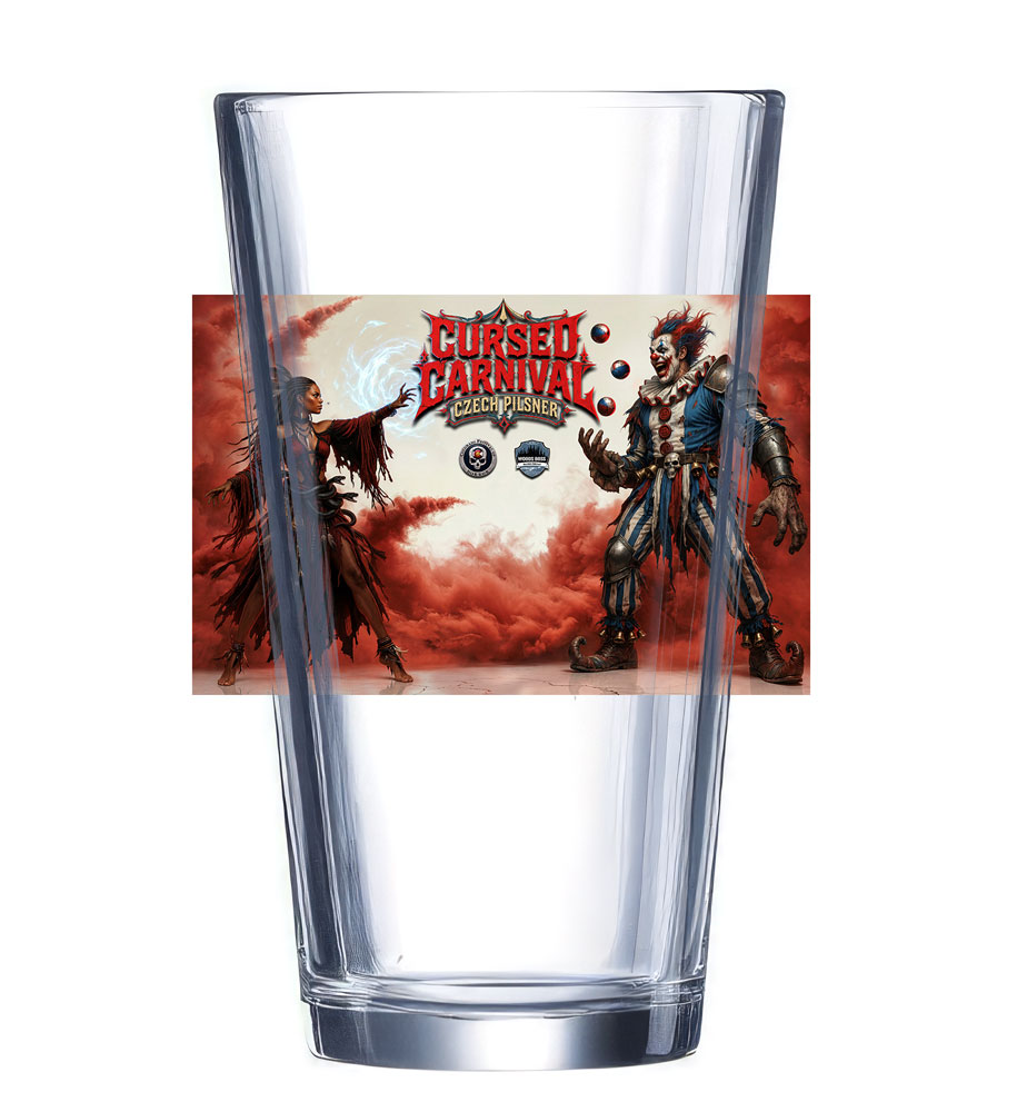 Clowns vs Witches Pint Glass